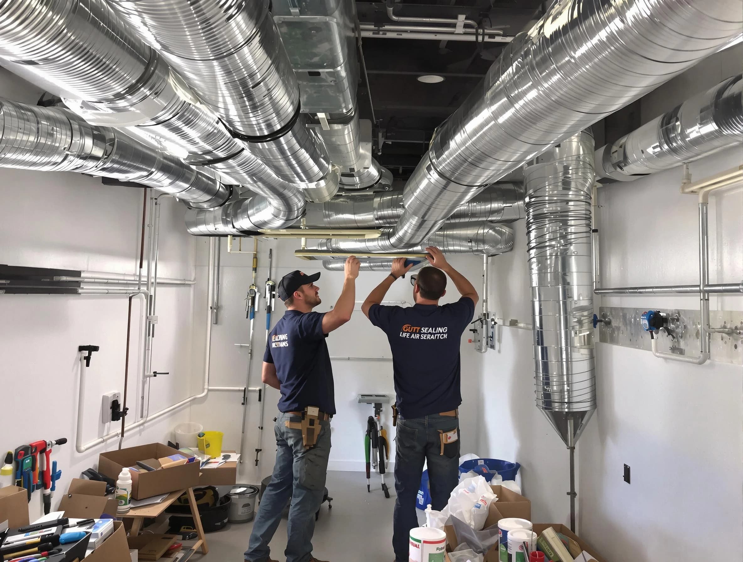 Woodlake Air Duct Cleaning technician applying professional duct sealing solutions in Woodlake