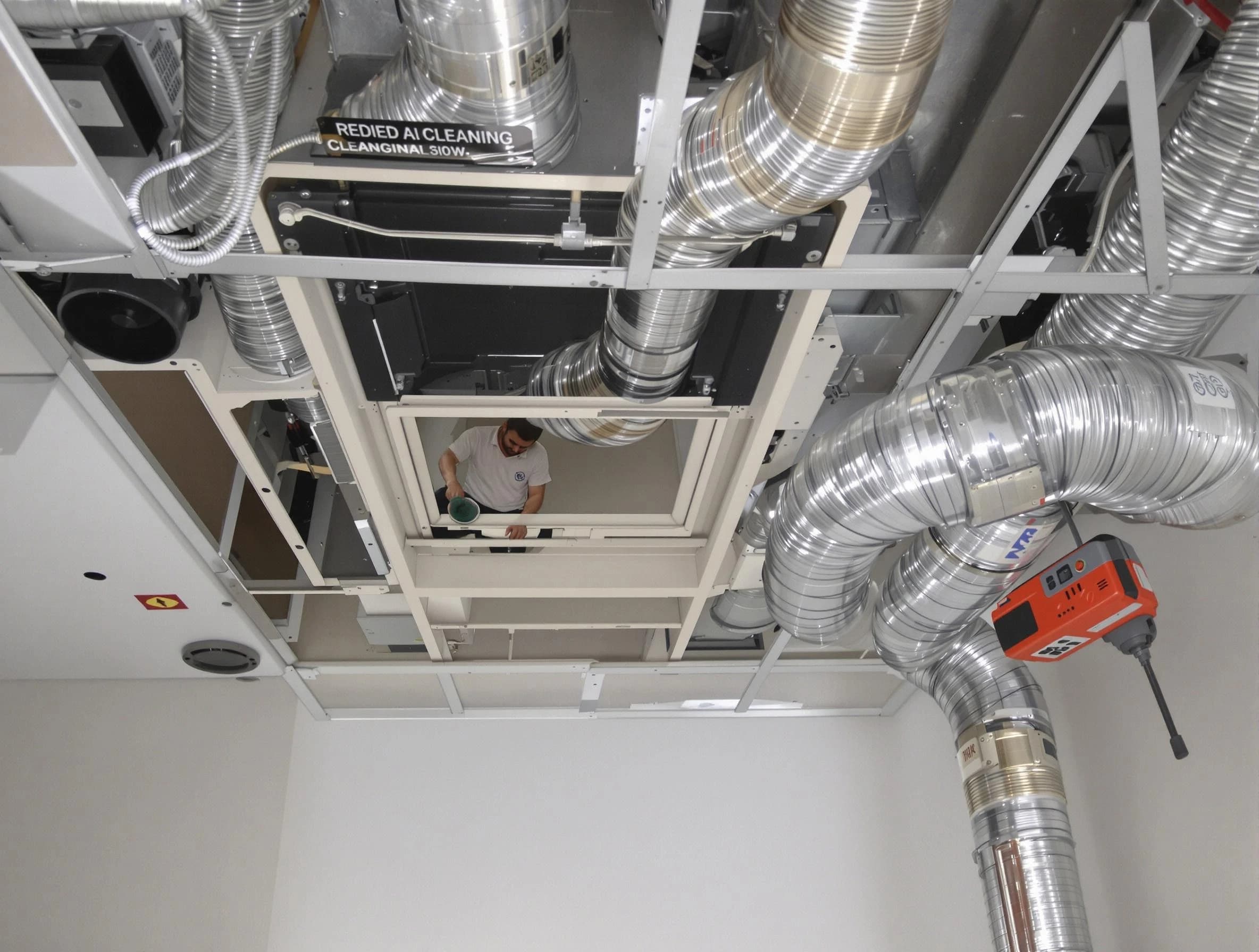 Woodlake Air Duct Cleaning technician performing detailed central duct system cleaning in Woodlake