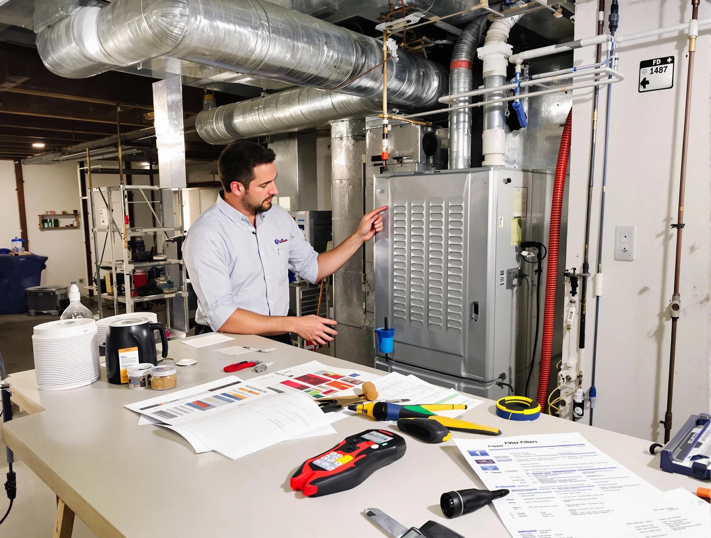 Woodlake Air Duct Cleaning inspector conducting detailed filter system evaluation using professional diagnostic tools in Woodlake