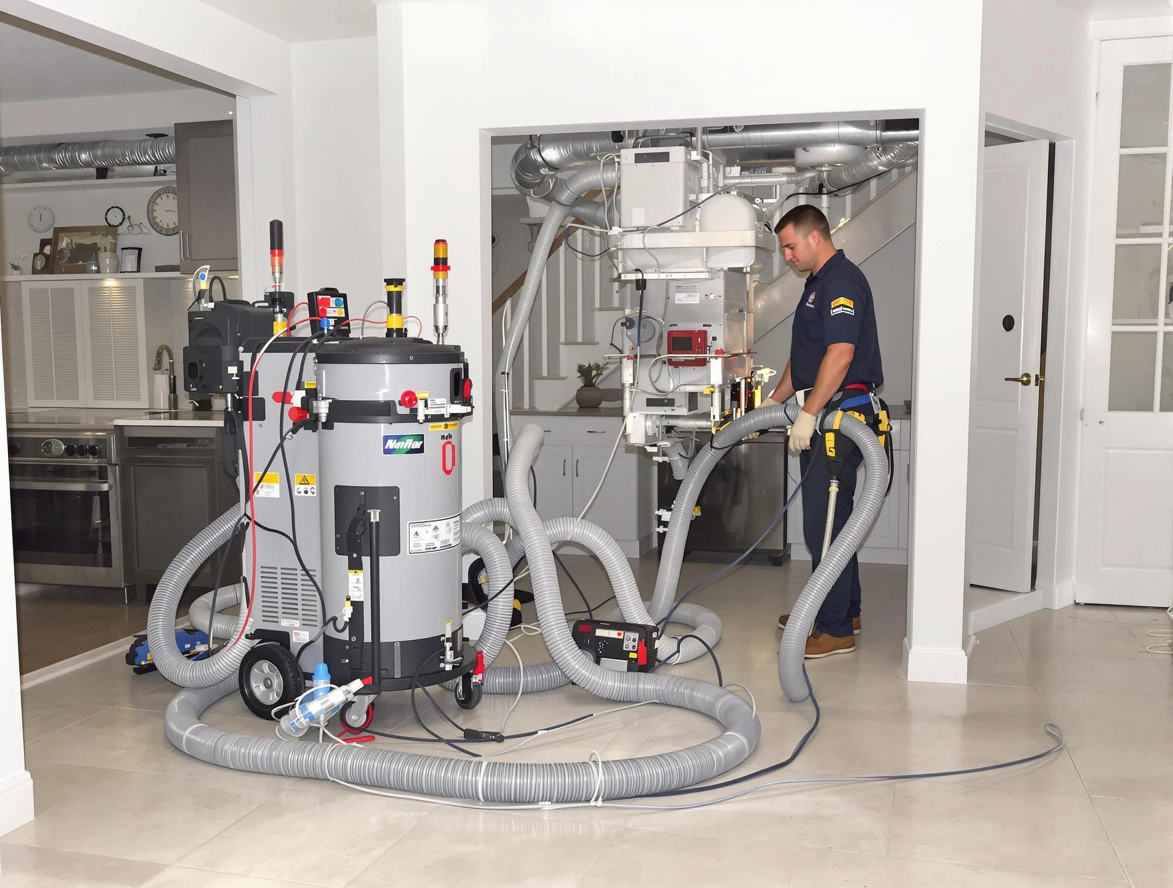 Woodlake Air Duct Cleaning technician operating negative pressure cleaning equipment for thorough duct maintenance in Woodlake