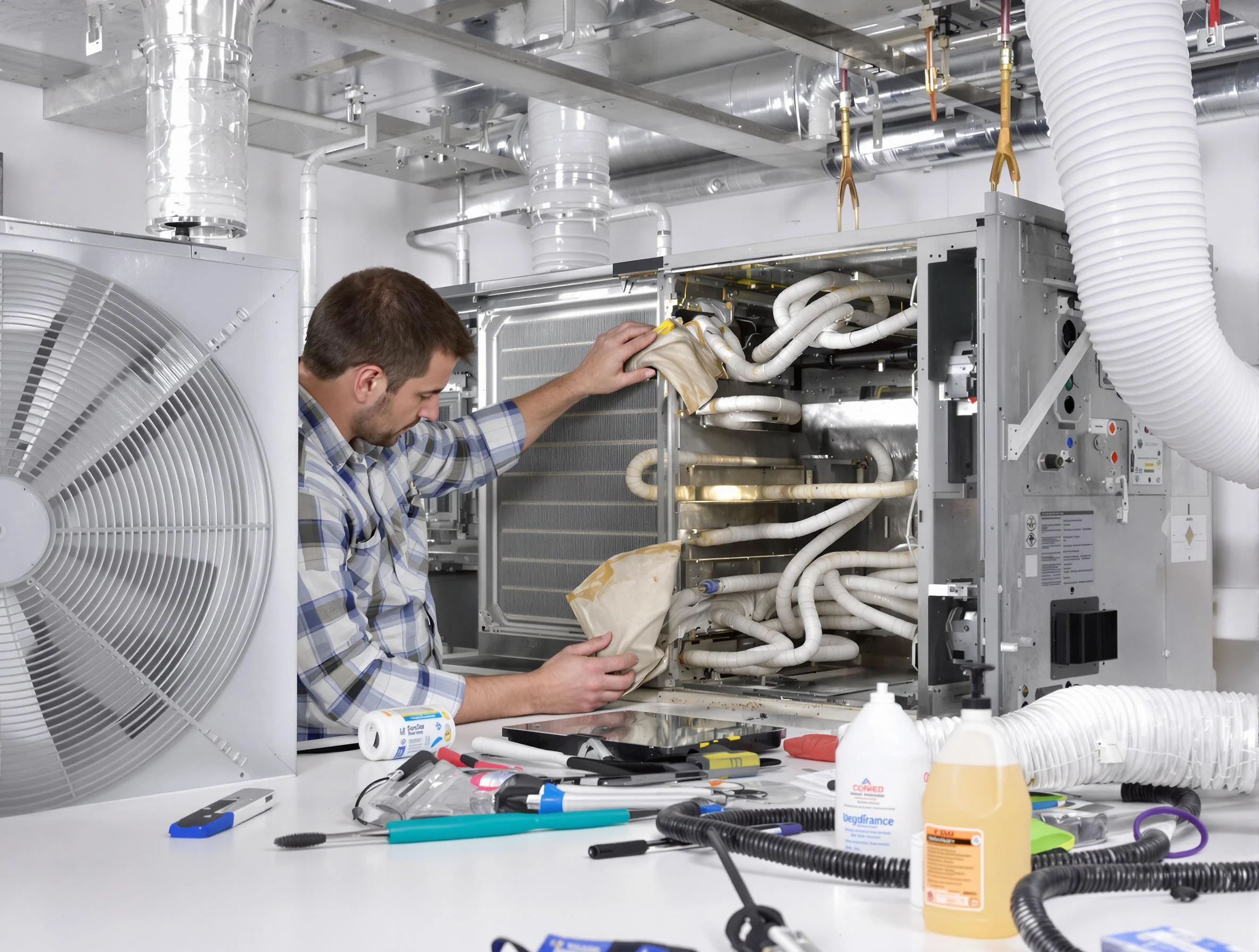 Woodlake Air Duct Cleaning specialist performing precision AC coil cleaning in Woodlake