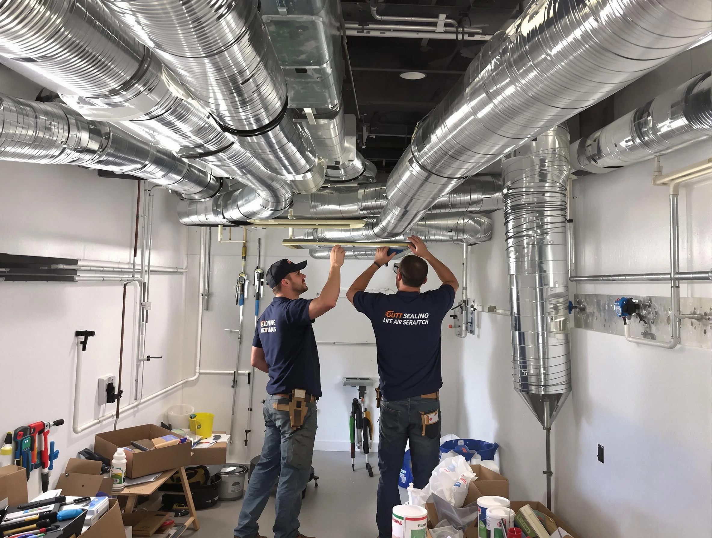 Woodlake Air Duct Cleaning technician applying professional duct sealing solutions in Woodlake