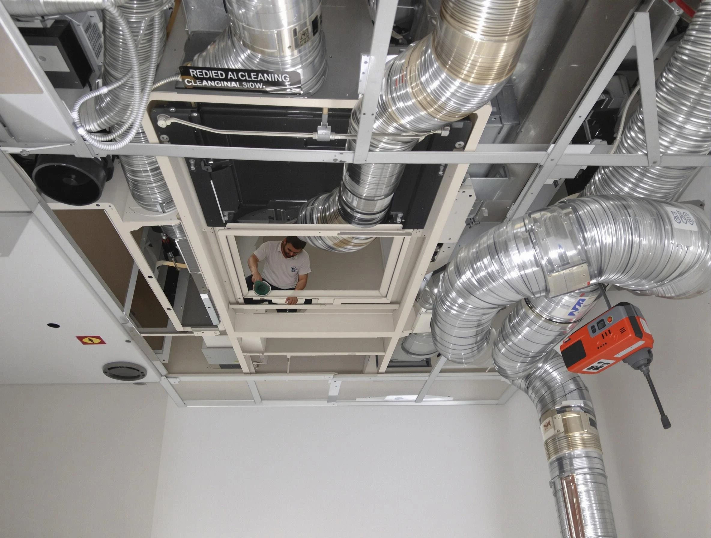 Woodlake Air Duct Cleaning technician performing detailed central duct system cleaning in Woodlake