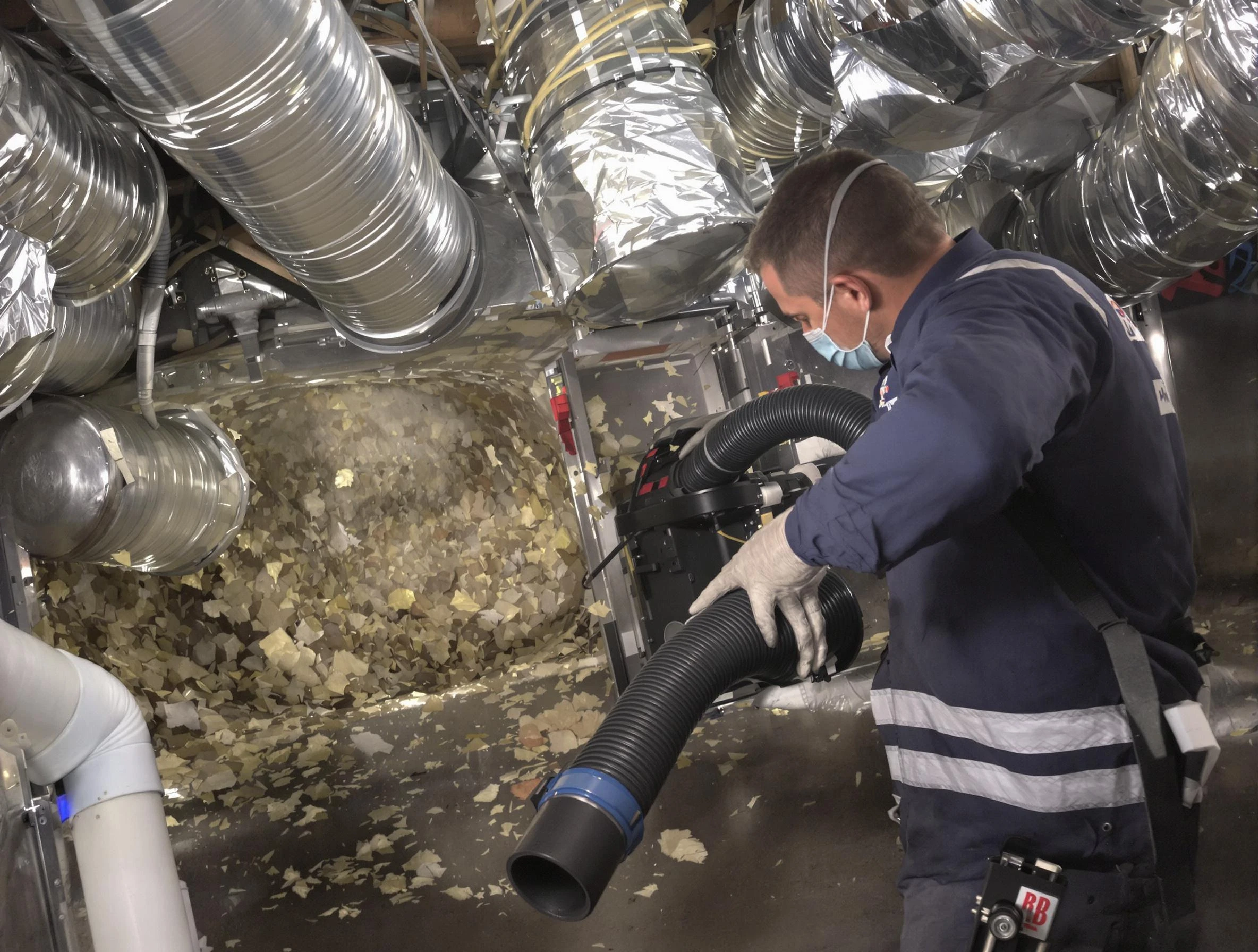 Woodlake Air Duct Cleaning specialist operating negative pressure cleaning equipment for thorough duct maintenance in Woodlake